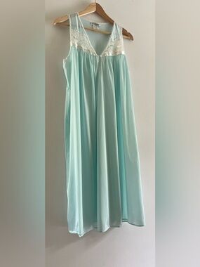 Vintage French Maid Tiffany Blue Nightgown Coquette MEDIUM